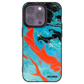 Picasee silikonowe czarne etui na Apple iPhone 14 Pro - Blue Magma