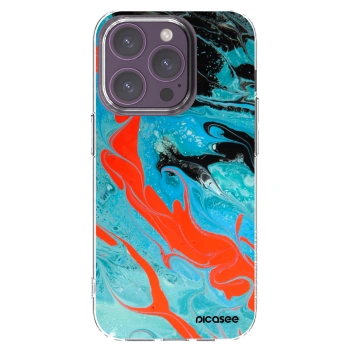 Picasee silikonowe przeźroczyste etui na Apple iPhone 14 Pro - Blue Magma