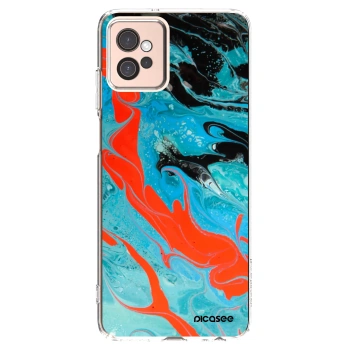 Picasee silikonowe przeźroczyste etui na Motorola Moto G32 - Blue Magma