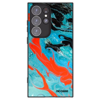 Picasee silikonowe czarne etui na Samsung Galaxy S23 Ultra 5G - Blue Magma