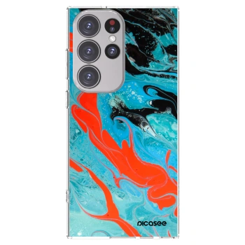 Picasee silikonowe przeźroczyste etui na Samsung Galaxy S23 Ultra 5G - Blue Magma