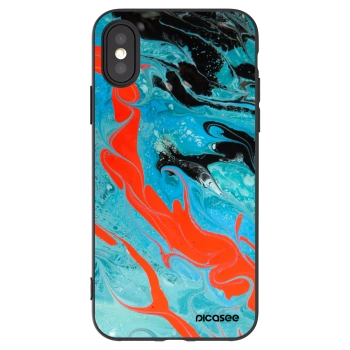 Picasee silikonowe czarne etui na Apple iPhone X/XS - Blue Magma