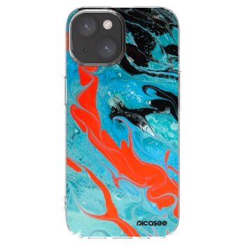 Picasee silikonowe przeźroczyste etui na Apple iPhone 15 - Blue Magma