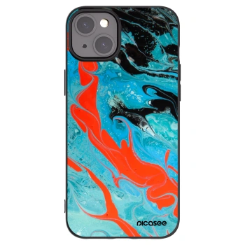 Picasee silikonowe czarne etui na Apple iPhone 15 Plus - Blue Magma