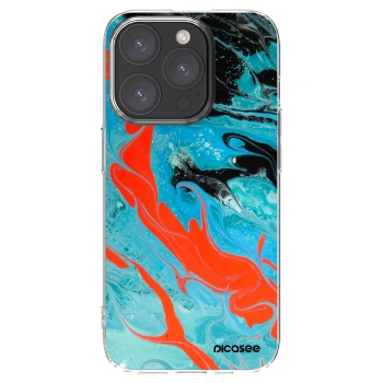 Picasee silikonowe przeźroczyste etui na Apple iPhone 15 Pro - Blue Magma