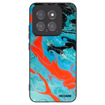 Picasee silikonowe czarne etui na Xiaomi 14 - Blue Magma