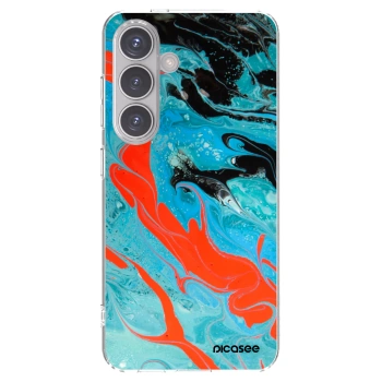 Picasee silikonowe przeźroczyste etui na Samsung Galaxy S24 S921B 5G - Blue Magma