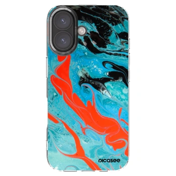 Picasee silikonowe przeźroczyste etui na Apple iPhone 16 - Blue Magma