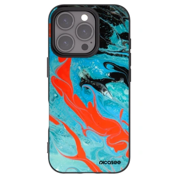 Picasee silikonowe czarne etui na Apple iPhone 16 Pro - Blue Magma