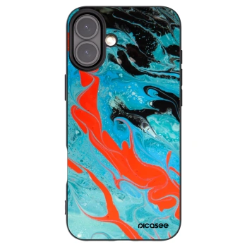 Picasee silikonowe czarne etui na Apple iPhone 16 Plus - Blue Magma
