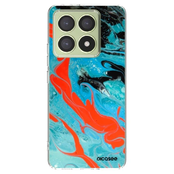 Picasee silikonowe przeźroczyste etui na Xiaomi 14T - Blue Magma
