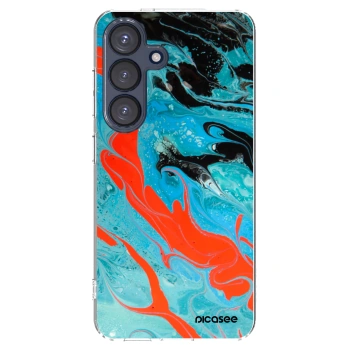 Picasee silikonowe przeźroczyste etui na Samsung Galaxy S25 5G - Blue Magma