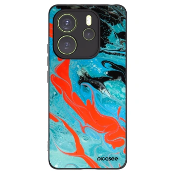Picasee silikonowe czarne etui na Xiaomi Redmi Note 14 4G - Blue Magma