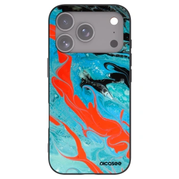 Picasee silikonowe czarne etui na Apple iPhone 17 Pro - Blue Magma