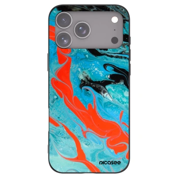 Picasee silikonowe czarne etui na Apple iPhone 17 Pro Max - Blue Magma