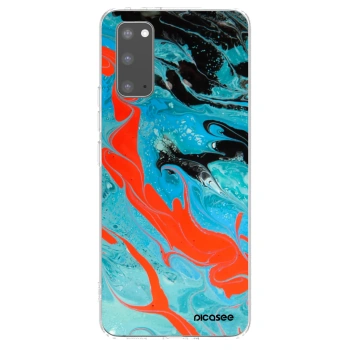 Picasee silikonowe przeźroczyste etui na Samsung Galaxy S20 G980F - Blue Magma