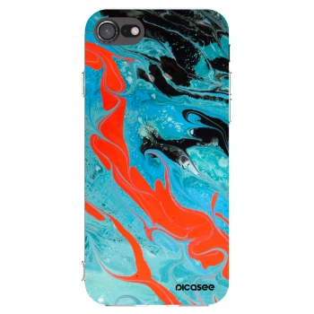 Picasee silikonowe przeźroczyste etui na Apple iPhone SE 2020 - Blue Magma