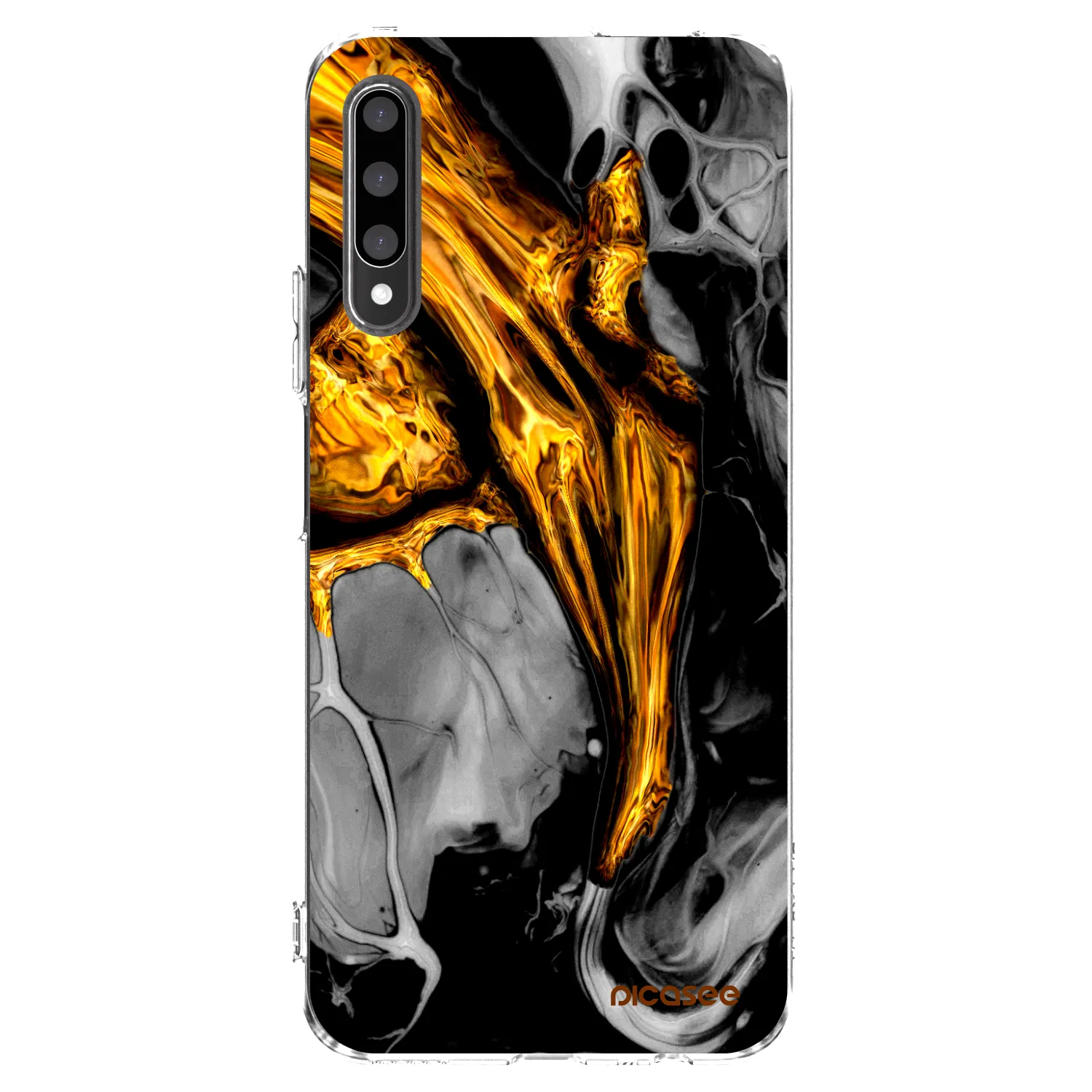 Picasee silikonowe przeźroczyste etui na Honor 9X Pro - Black Gold