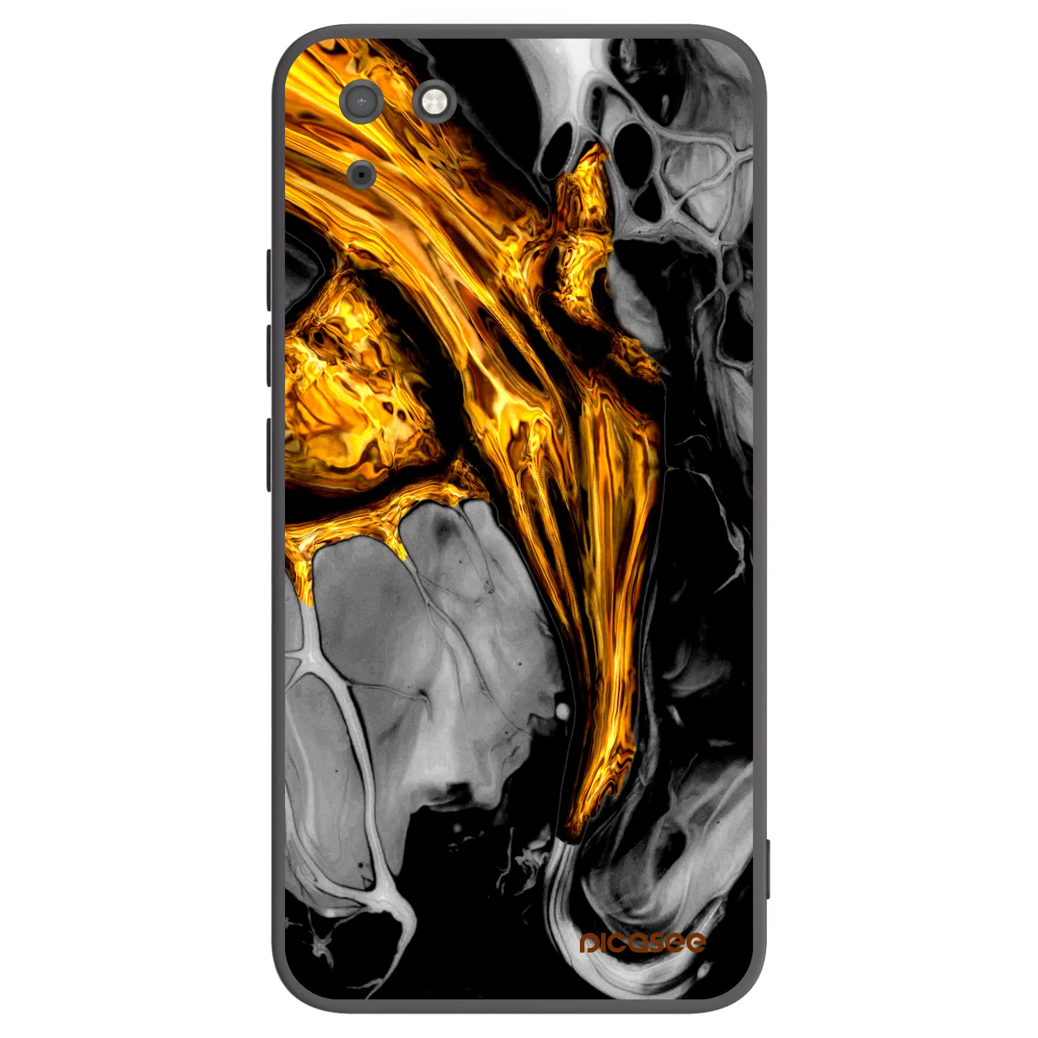 Picasee silikonowe czarne etui na Huawei Y5P - Black Gold