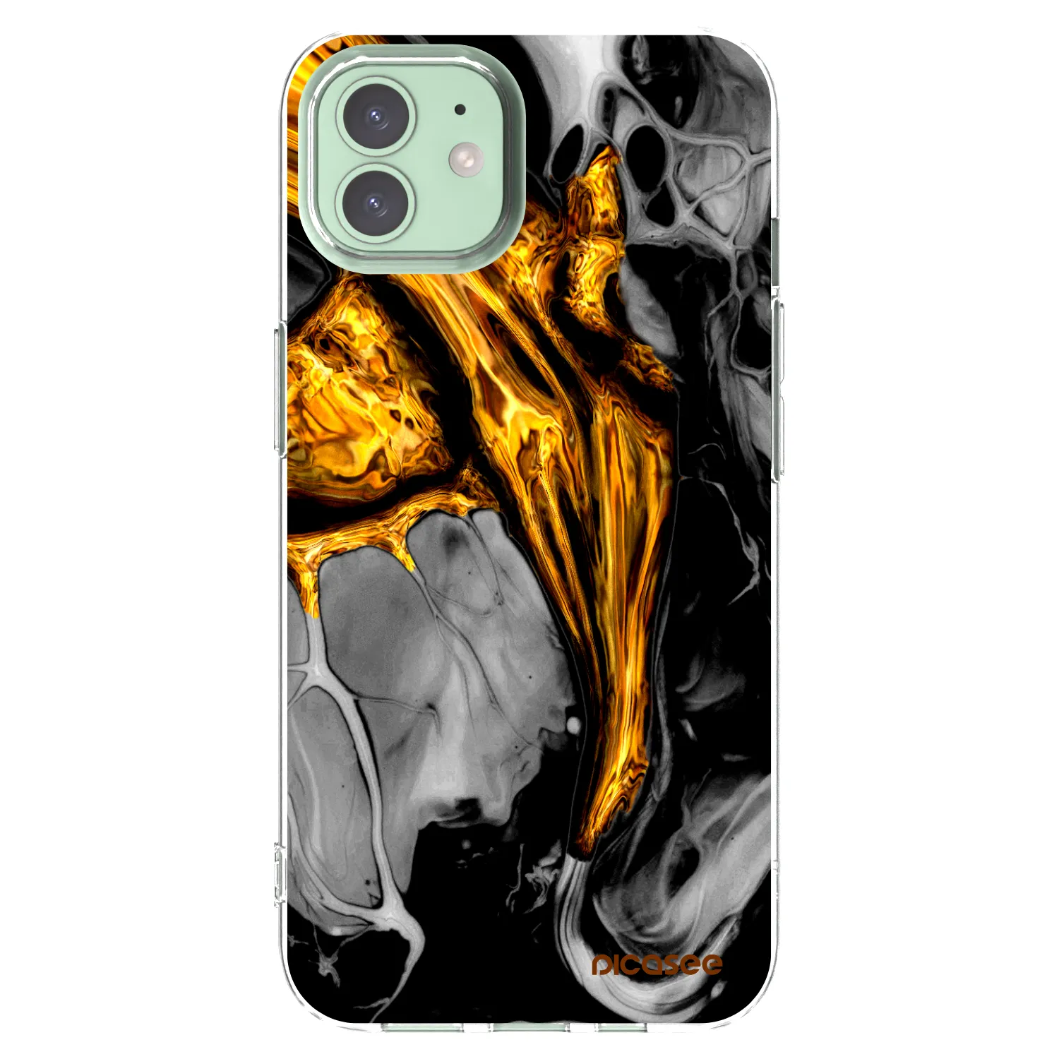 Picasee silikonowe przeźroczyste etui na Apple iPhone 12 Pro - Black Gold