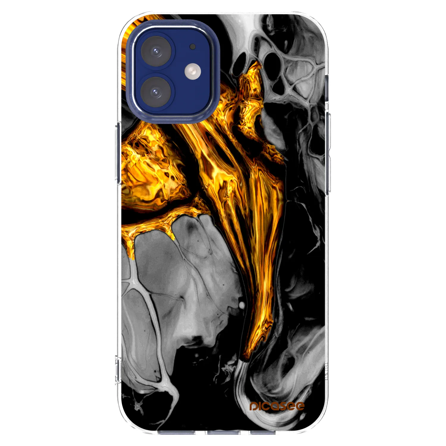Picasee silikonowe przeźroczyste etui na Apple iPhone 12 mini - Black Gold
