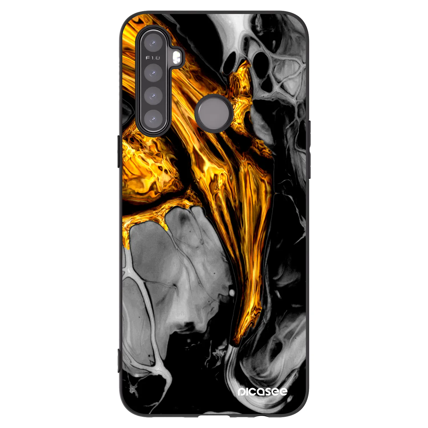 Picasee silikonowe czarne etui na Realme 5 - Black Gold
