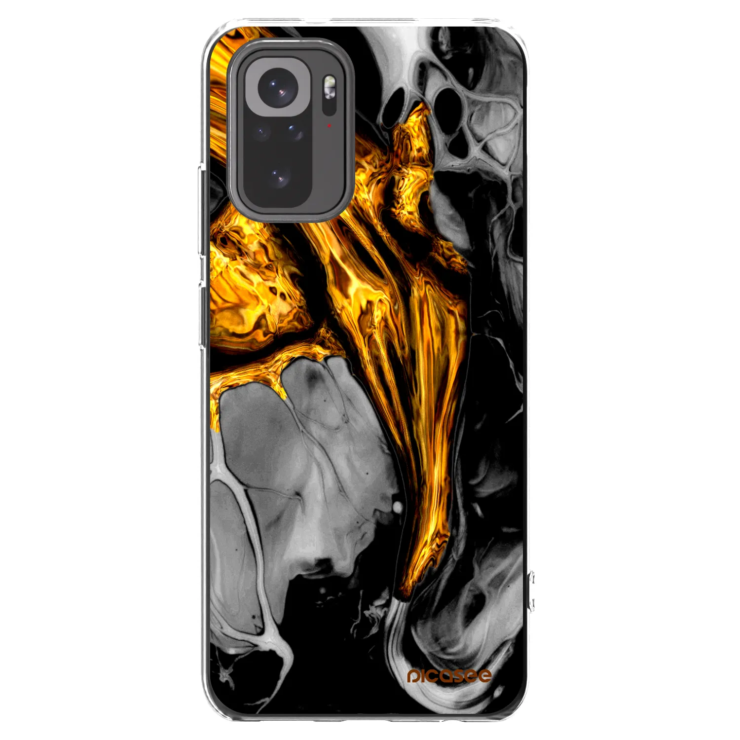 Picasee silikonowe przeźroczyste etui na Xiaomi Redmi Note 10 - Black Gold