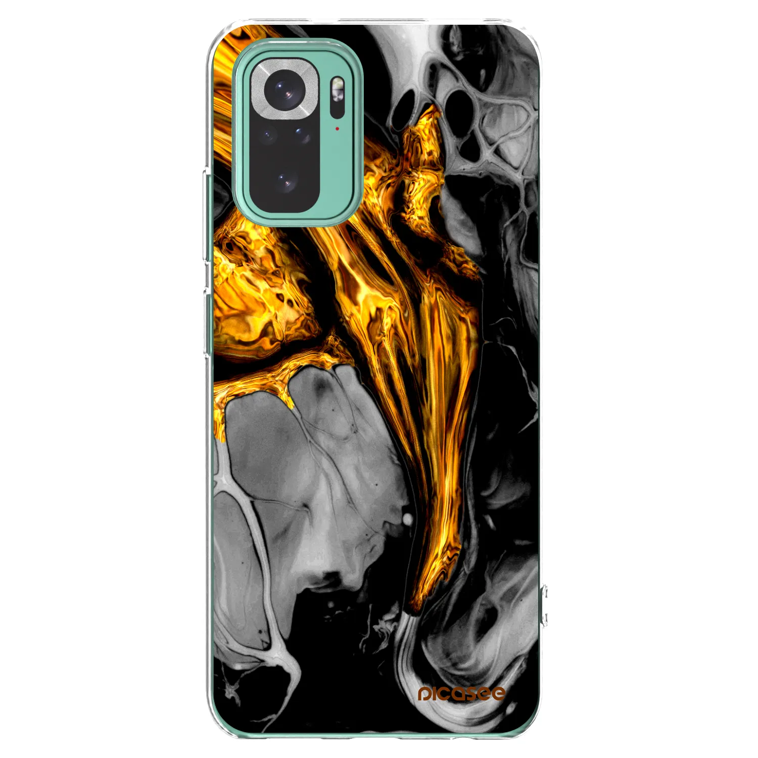 Picasee silikonowe przeźroczyste etui na Xiaomi Redmi Note 10 Pro - Black Gold
