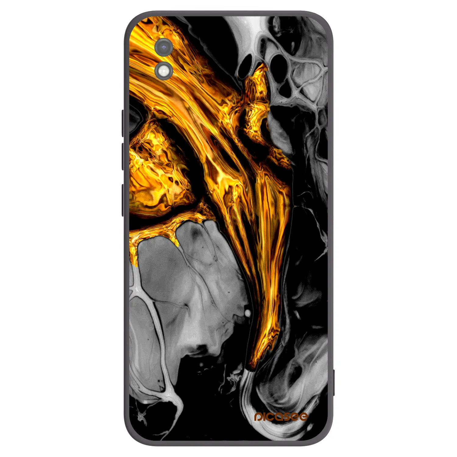 Picasee silikonowe czarne etui na Xiaomi Redmi 9AT - Black Gold