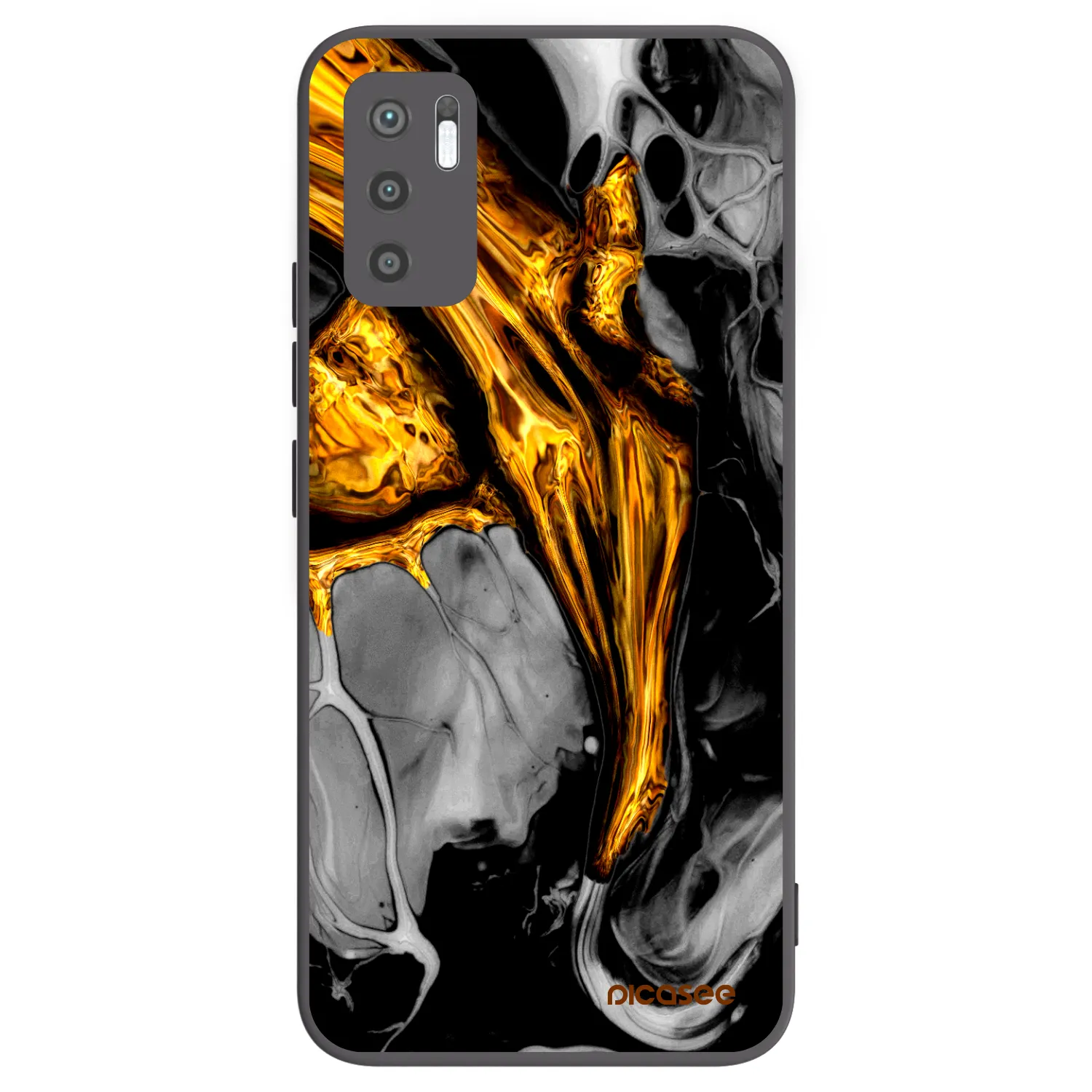 Picasee silikonowe czarne etui na Xiaomi Redmi Note 10 5G - Black Gold