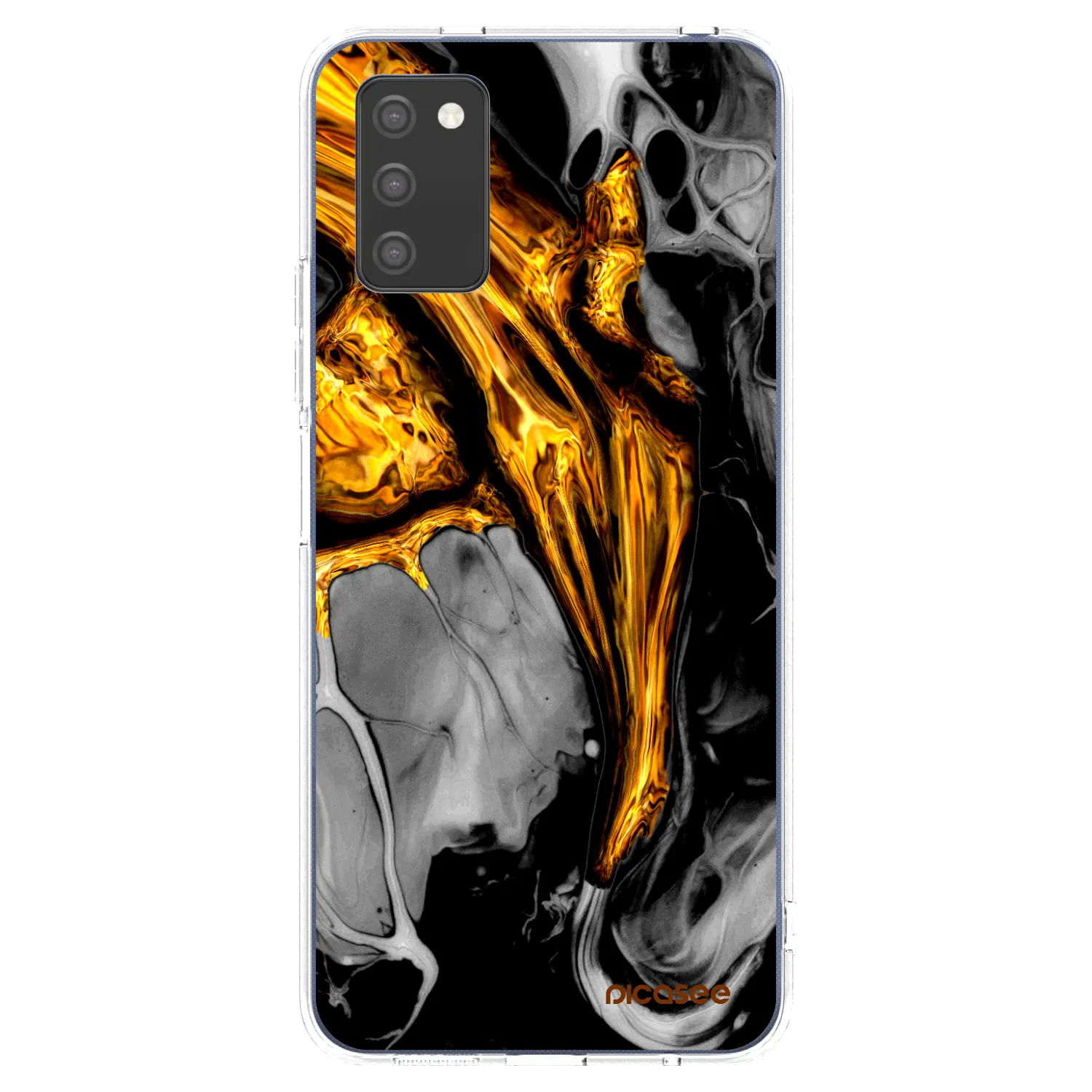 Picasee silikonowe przeźroczyste etui na Samsung Galaxy A02s A025G - Black Gold