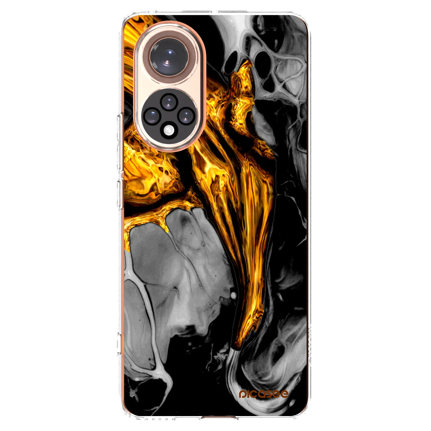 Picasee silikonowe przeźroczyste etui na Huawei Nova 9 - Black Gold