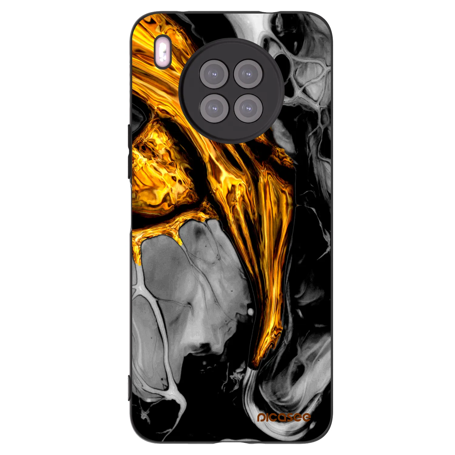 Picasee silikonowe czarne etui na Huawei Nova 8i - Black Gold