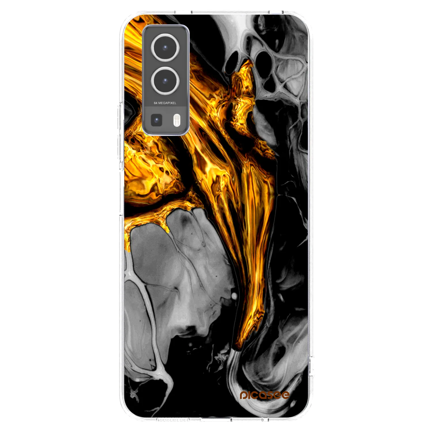 Picasee silikonowe przeźroczyste etui na Vivo Y72 5G - Black Gold