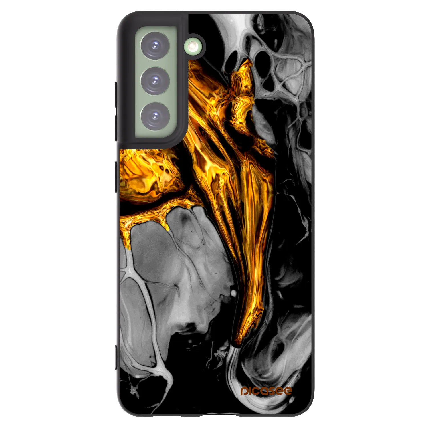 Picasee silikonowe czarne etui na Samsung Galaxy S21 FE 5G - Black Gold