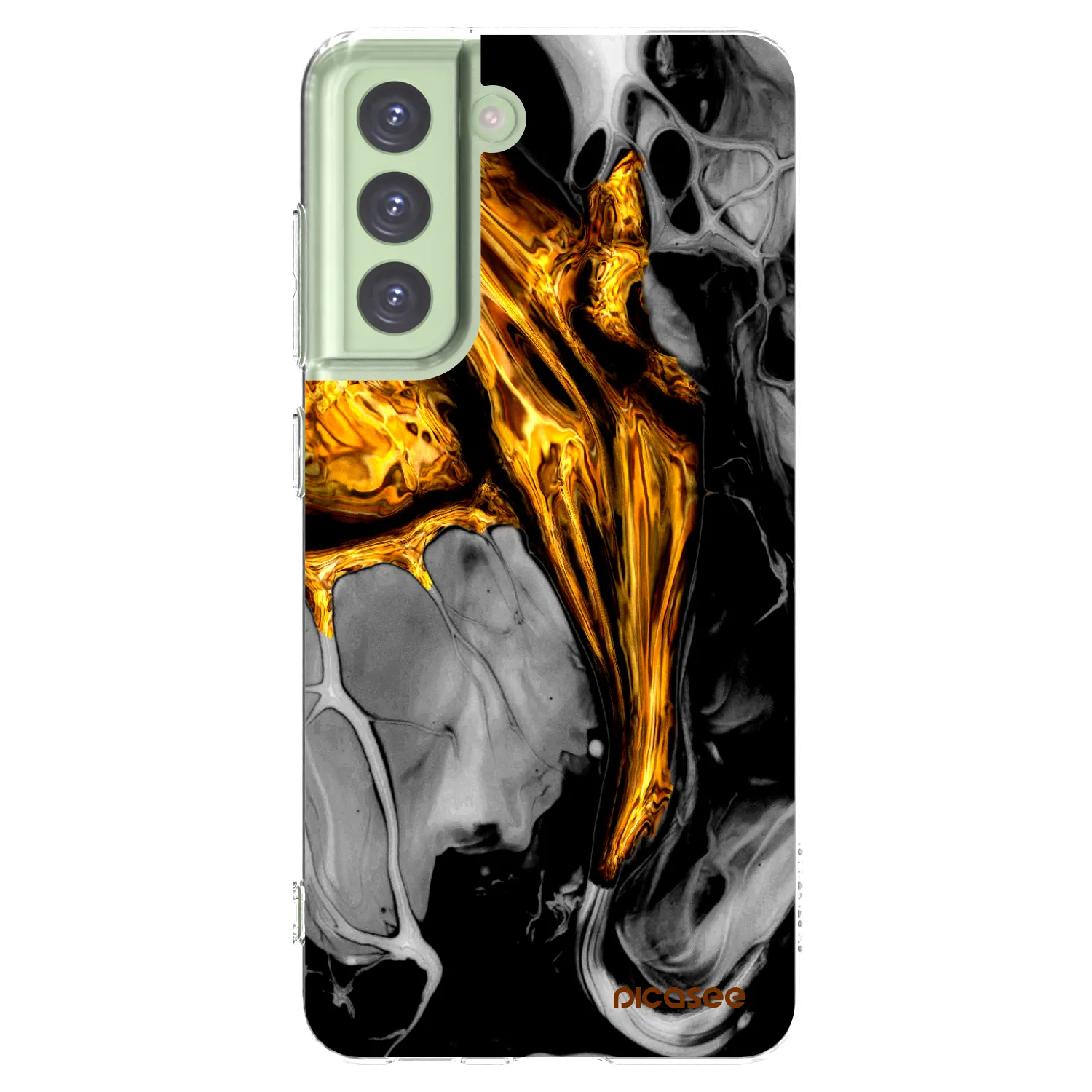 Picasee silikonowe przeźroczyste etui na Samsung Galaxy S21 FE 5G - Black Gold