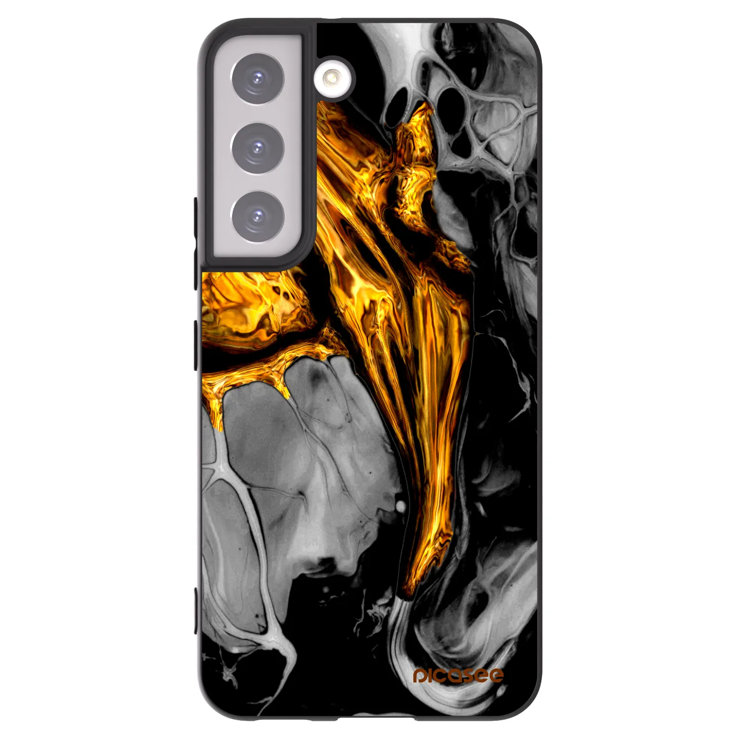 Picasee silikonowe czarne etui na Samsung Galaxy S22 5G - Black Gold