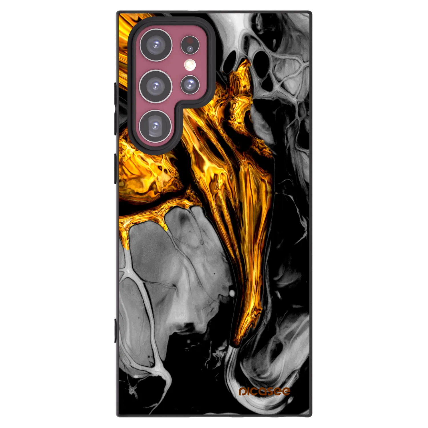 Picasee silikonowe czarne etui na Samsung Galaxy S22 Ultra 5G - Black Gold