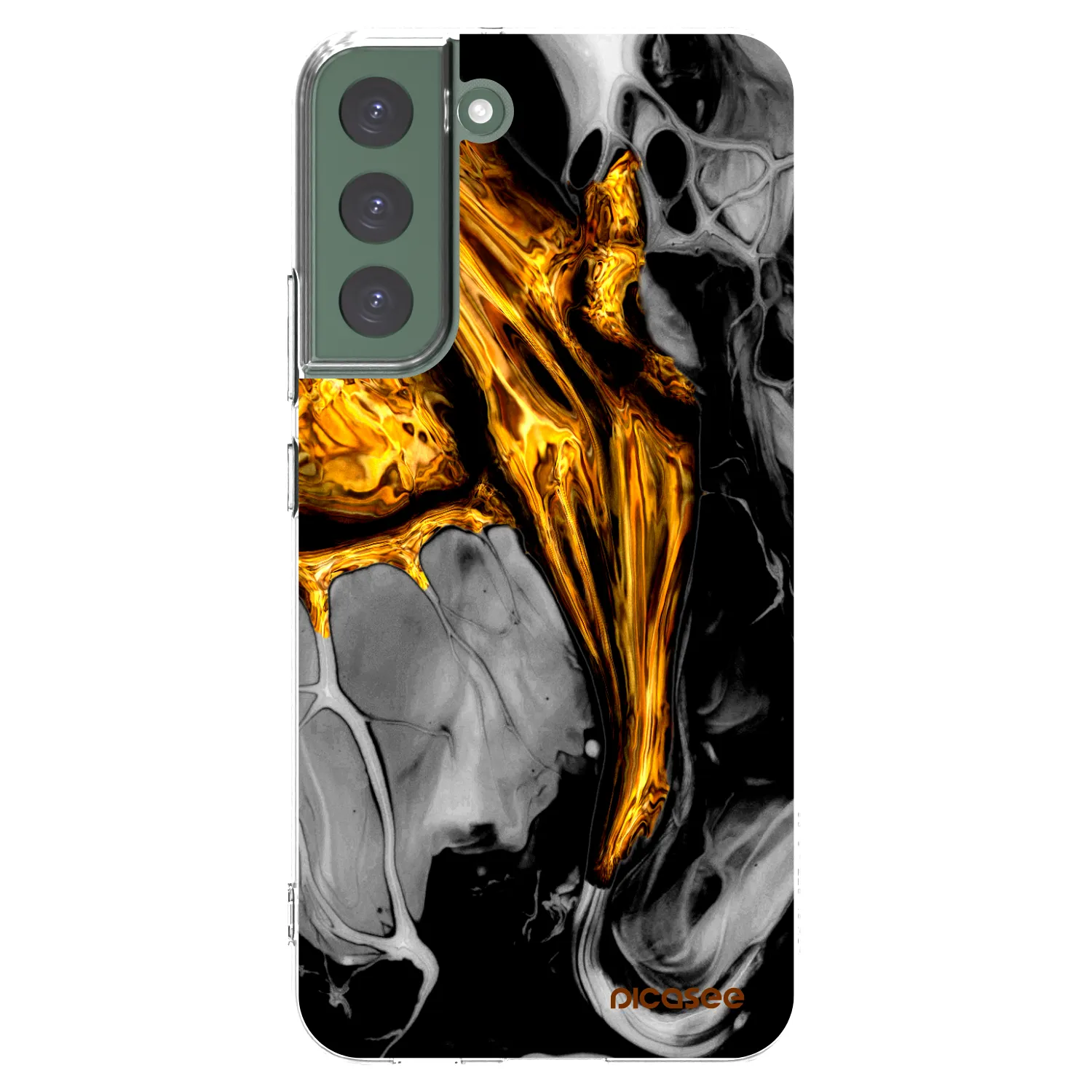 Picasee silikonowe przeźroczyste etui na Samsung Galaxy S22+ 5G - Black Gold