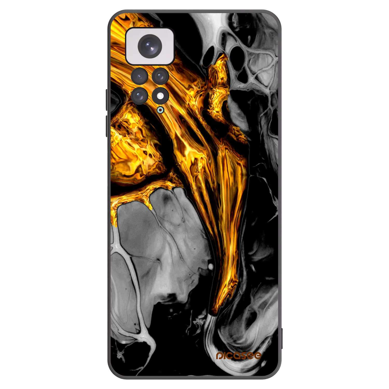 Picasee silikonowe czarne etui na Xiaomi Redmi Note 11 - Black Gold