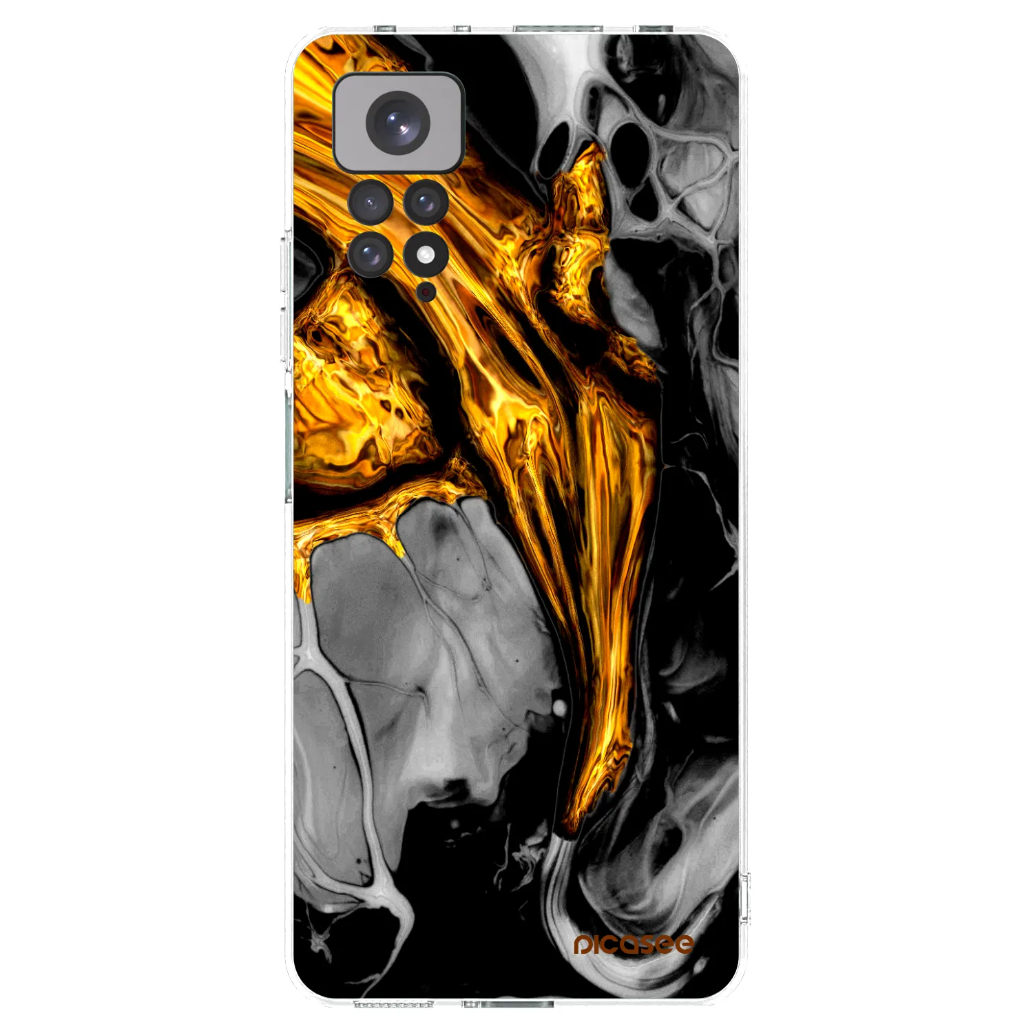 Picasee silikonowe przeźroczyste etui na Xiaomi Redmi Note 11S 4G - Black Gold