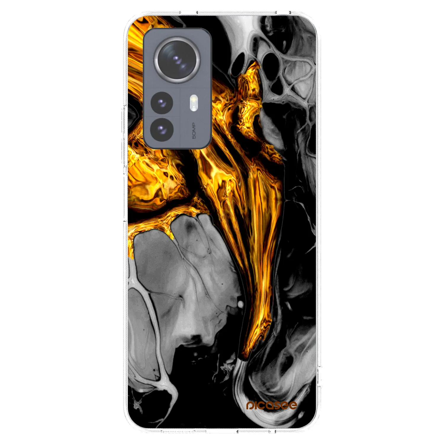 Picasee silikonowe przeźroczyste etui na Xiaomi 12 Pro - Black Gold