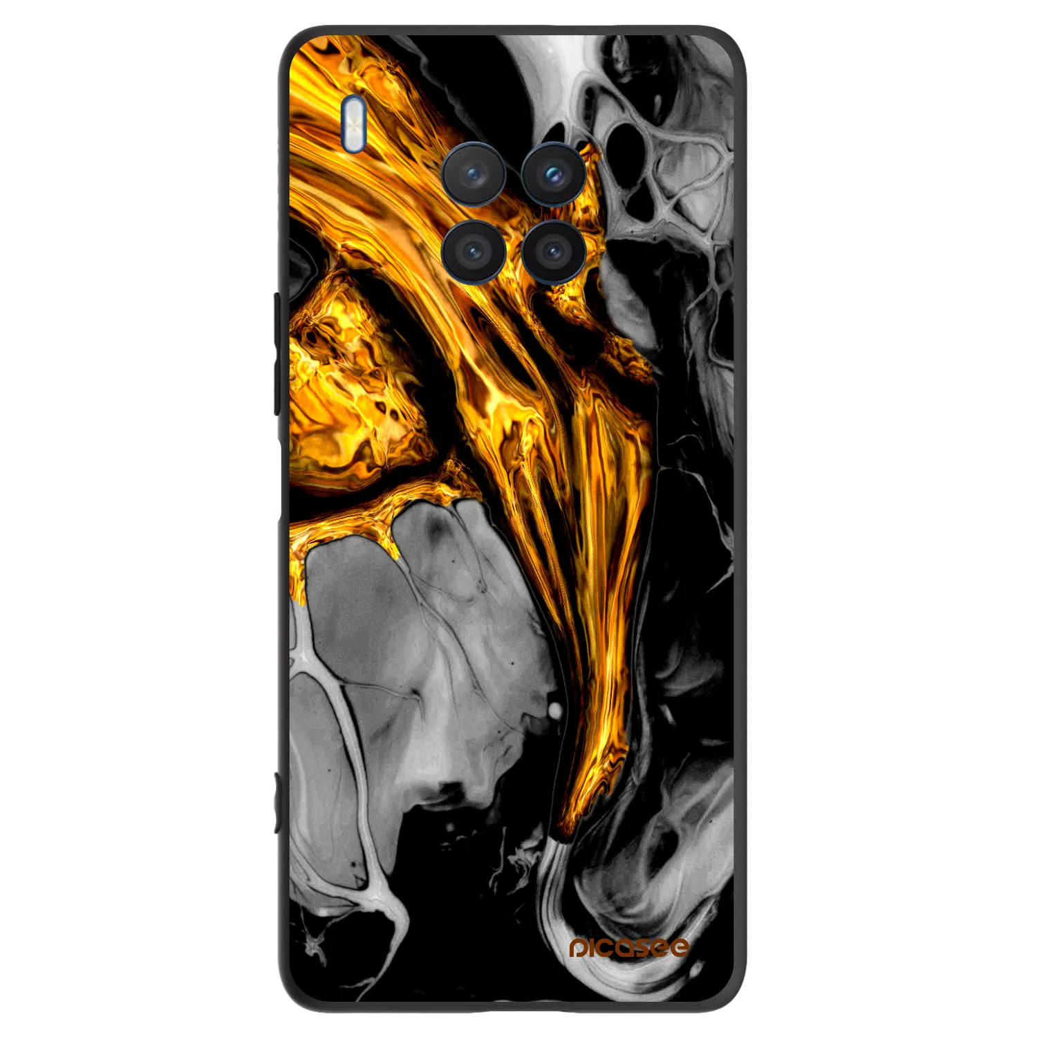 Picasee silikonowe czarne etui na Honor 50 Lite - Black Gold