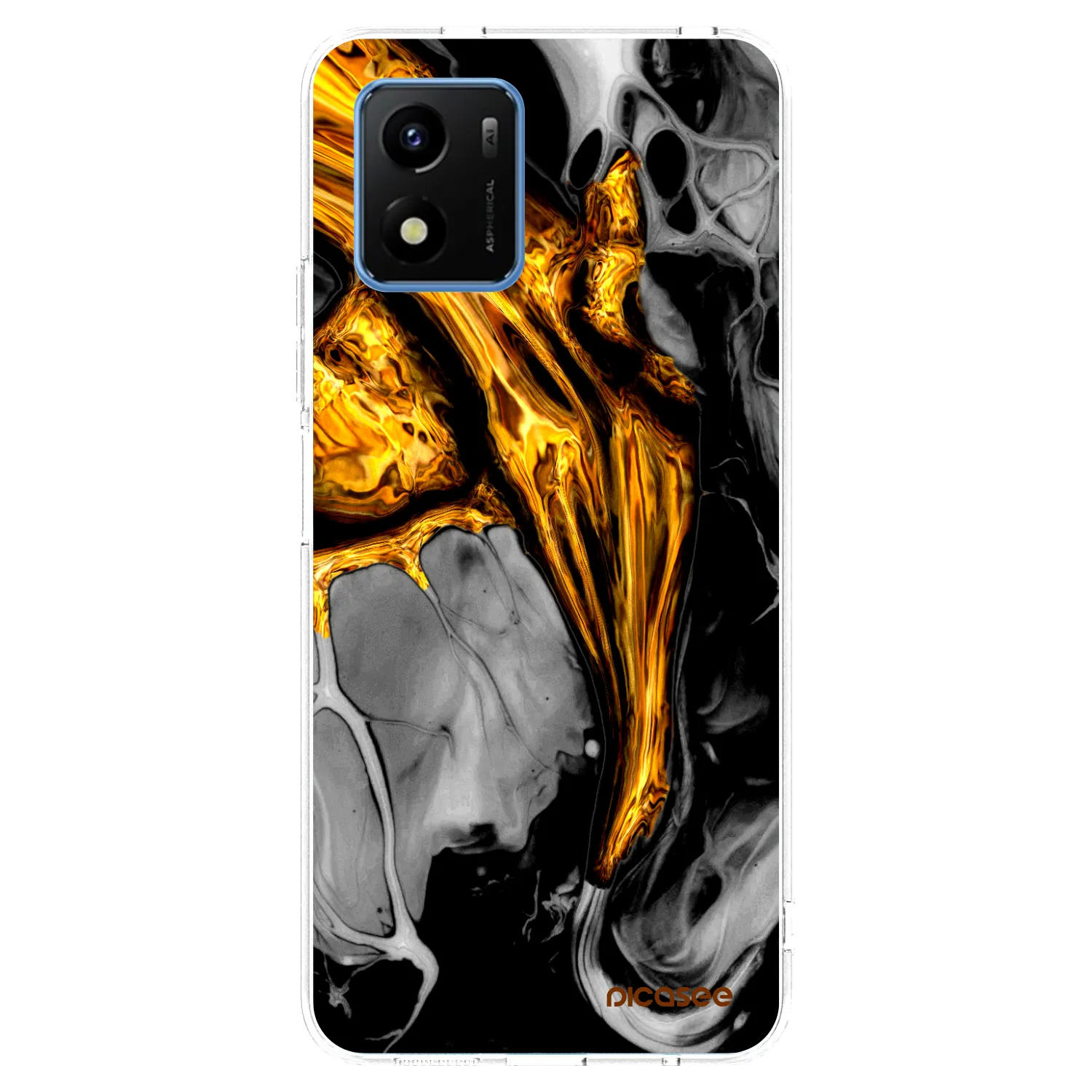 Picasee silikonowe przeźroczyste etui na Vivo Y01 - Black Gold