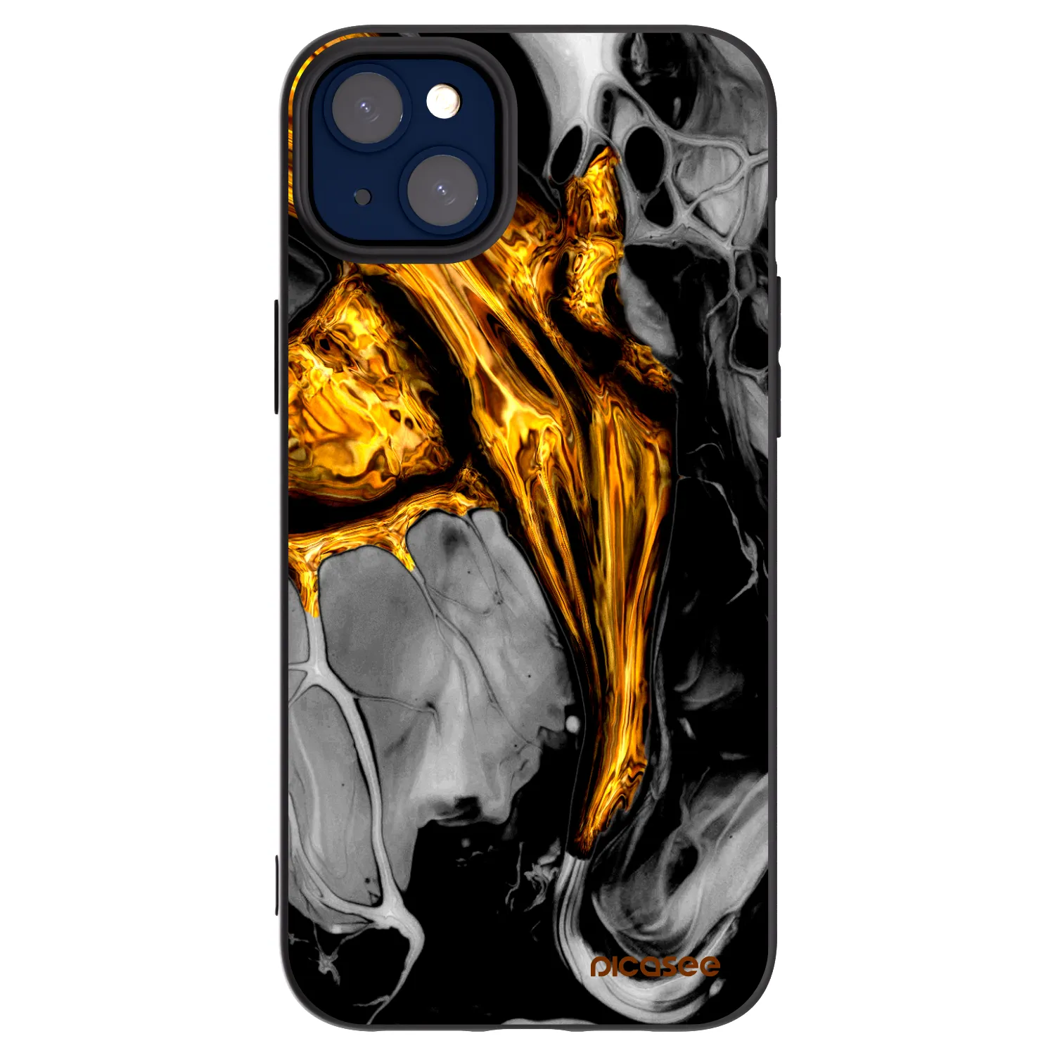 Picasee silikonowe czarne etui na Apple iPhone 14 Plus - Black Gold