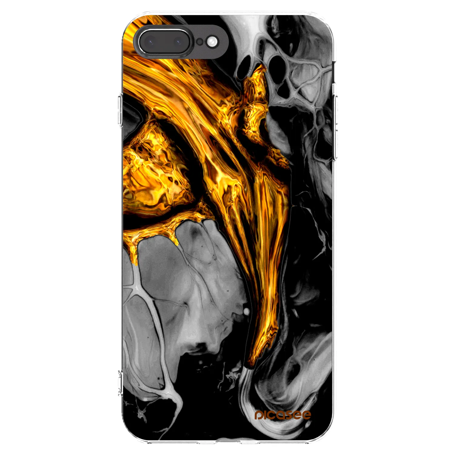 Picasee silikonowe przeźroczyste etui na Apple iPhone 8 Plus - Black Gold