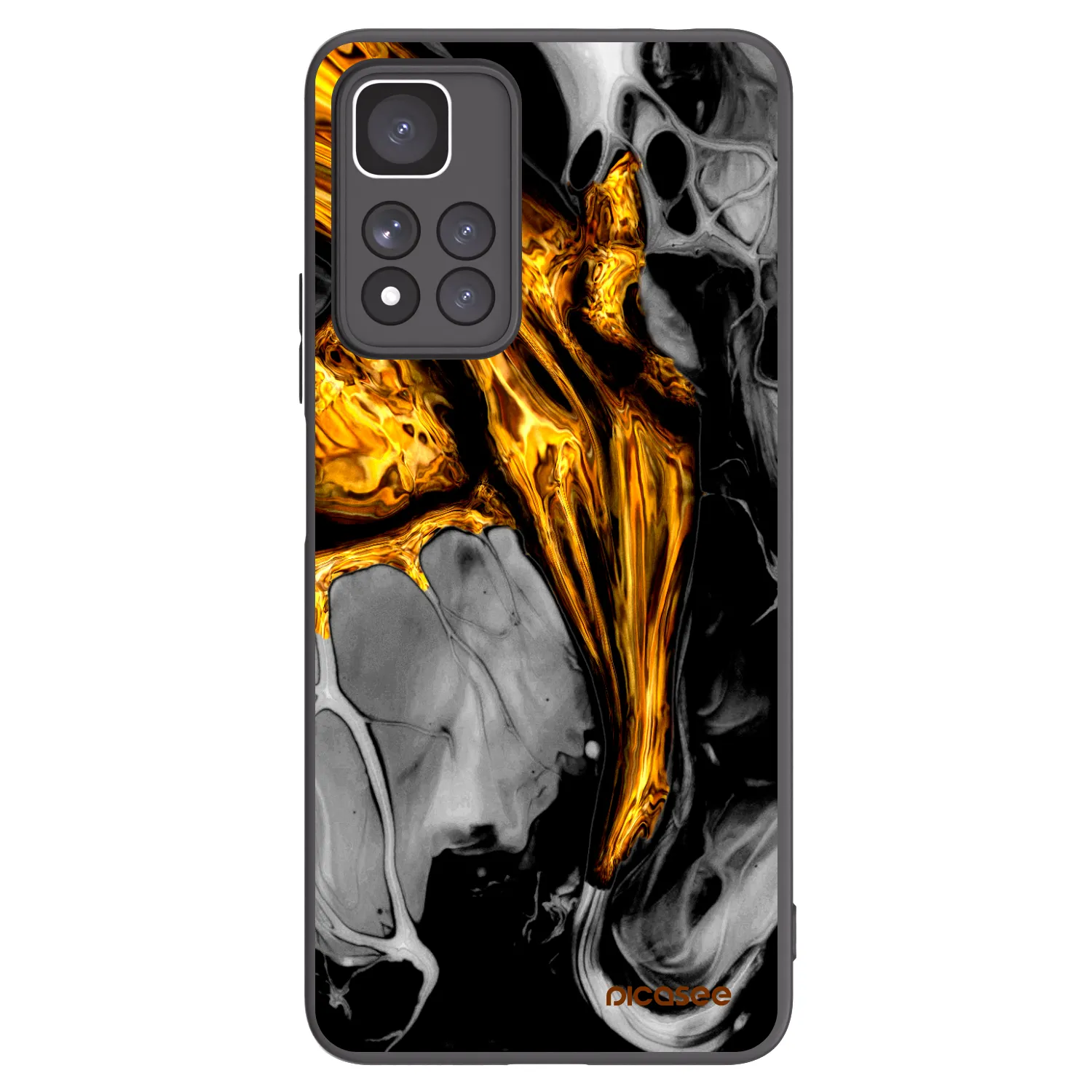 Picasee silikonowe czarne etui na Xiaomi Redmi Note 11 Pro+ 5G - Black Gold