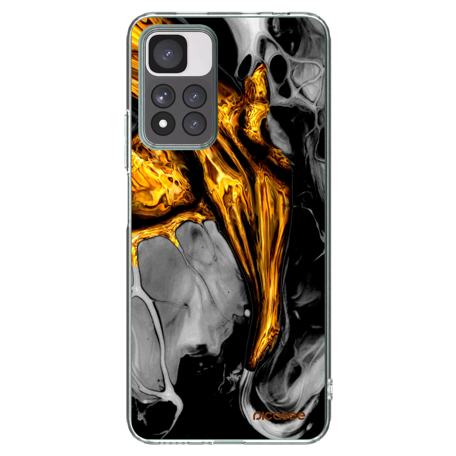 Picasee silikonowe przeźroczyste etui na Xiaomi Redmi Note 11 Pro+ 5G - Black Gold