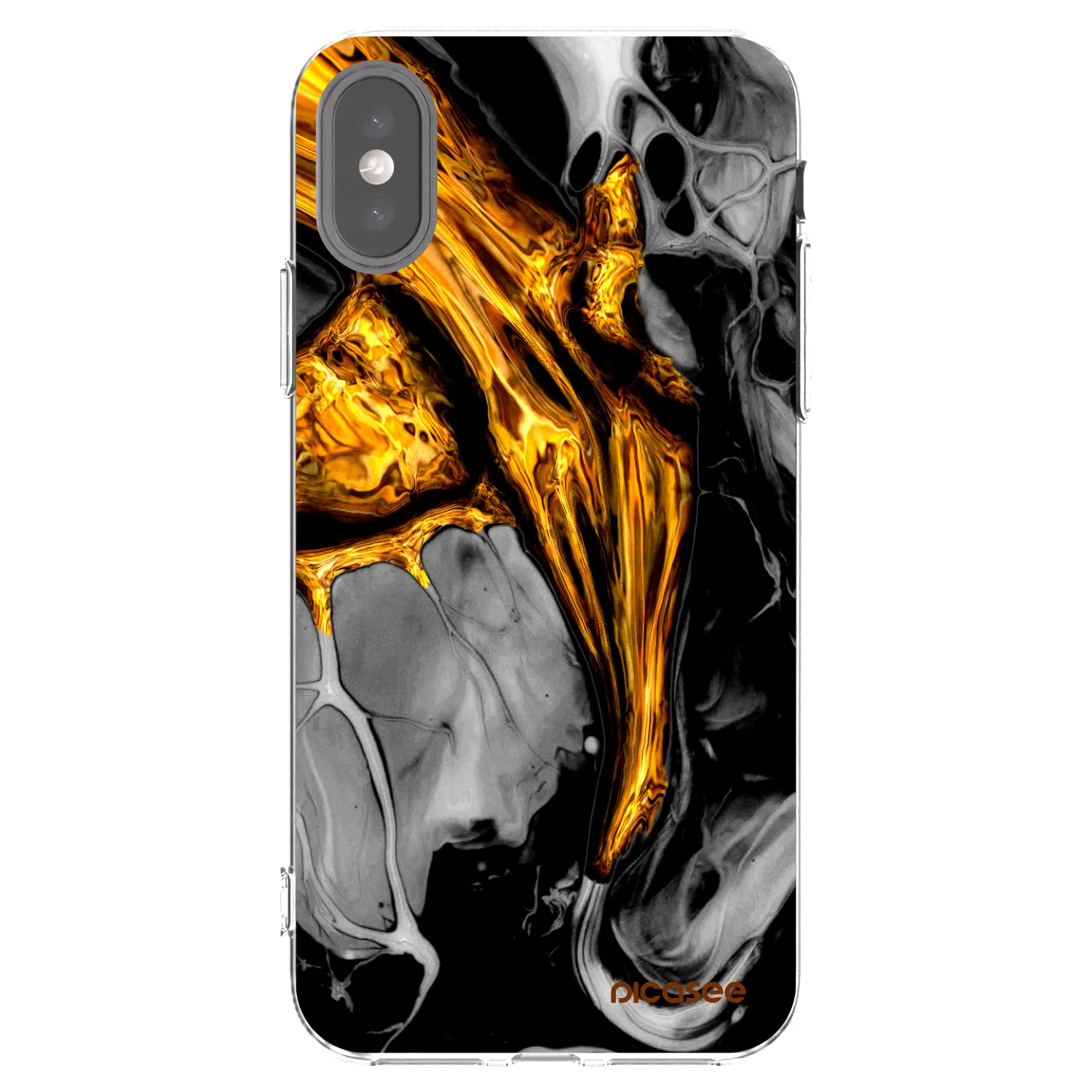 Picasee silikonowe przeźroczyste etui na Apple iPhone X/XS - Black Gold