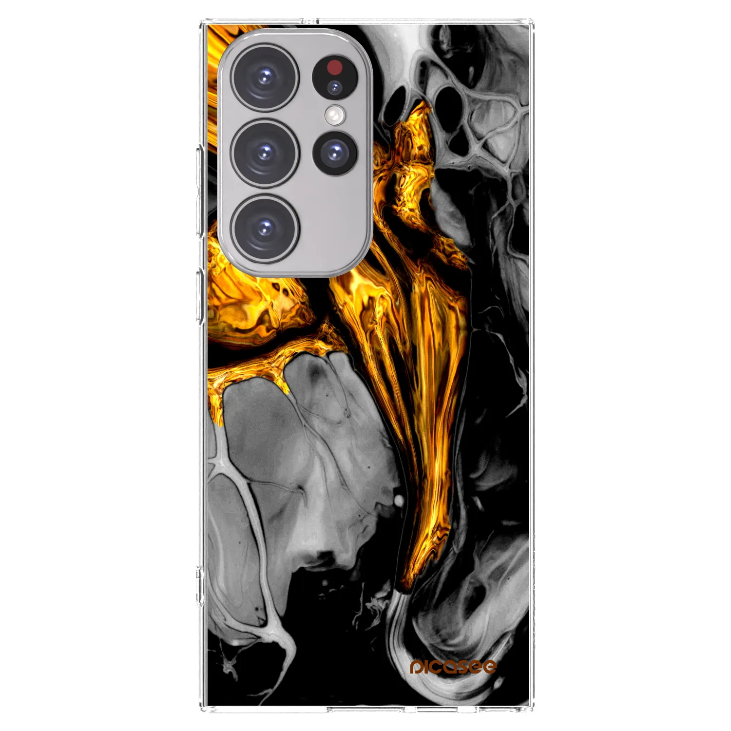 Picasee silikonowe przeźroczyste etui na Samsung Galaxy S23 Ultra 5G - Black Gold
